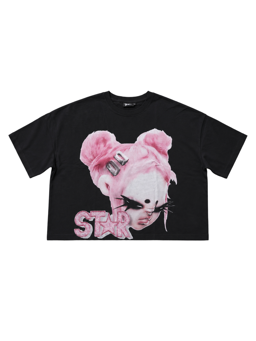Pink Star face oversized Graphic tee